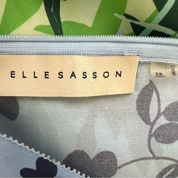 Elle Sasson Holly Colorblock Botanical Floral Silk Cap-Sleeve Dress Size Size 4 - Picture 15 of 16
